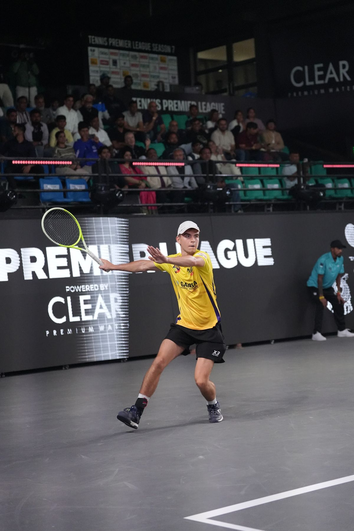 Dalibor Svrcina, Lucknow Blazers marquee player, hitting a forehand (previous-season photo)